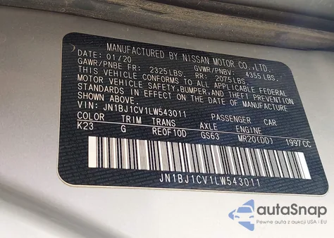 2020 Nissan Rogue Sport S Fwd Xtronic Cvt from USA, damaged, VIN JN1BJ1CV1LW543011